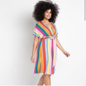 Eloquii Wrap Around Dress - Stripe